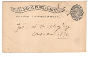 Canadian Postal Stationery, Victoria, 1 C Black, Used 1894 New Brunswick