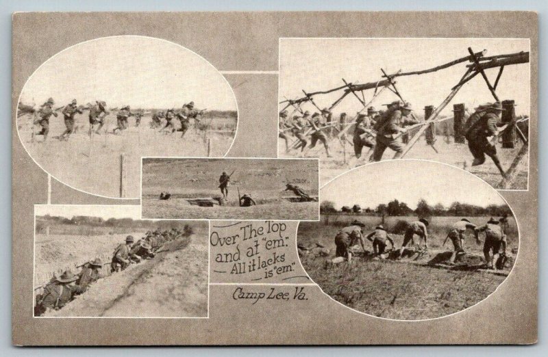 US Army Infantry  Over The Top  Camp Lee  VA   1903 Springfield   Postcard