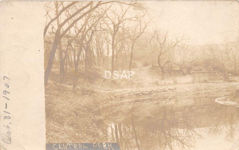 C46/ Marion Kansas Ks Real Photo RPPC Postcard 1907 Central Park Pond