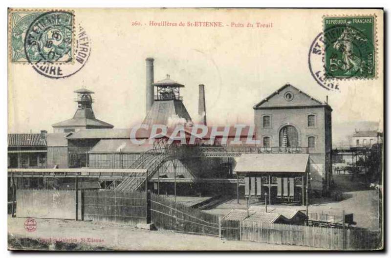 Postcard Old Mine Mining coal mines of Saint Etienne du Puits Winch