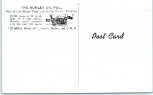 c1960s Nebraska Rumley Oil Pull Tractor Postcard Harold Warp Pioneer Village A50