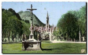 Old Postcard Lourdes Basilica