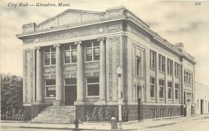 c1910 Lithograph Postcard; City Hall, Glendive MT Dawson County, Unposted Nice