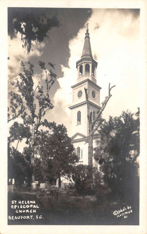 Beaufort South Carolina St Helena Episcopal Church Real Photo Postcard AA83379