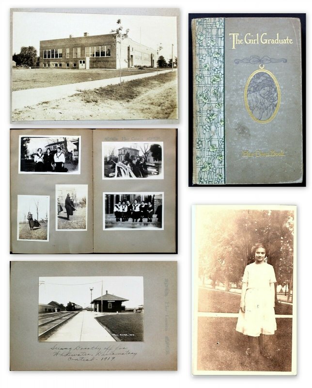 1920 Fall River Wisconsin High School Girl Graduation Memory Scrapbook RPPCs