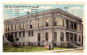 Postcard LIBRARY SCENE Appleton Wisconsin WI AQ7321