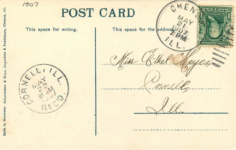 1907 Chenoa Illinois High School Schurmann & Hopps Postcard 25-11844