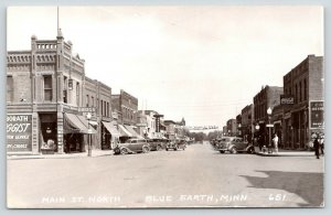 Blue Earth MN~Main Street~Round Up Days~June Rodeo~Corner Drug Store~1940s RPPC 