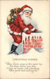 Christmas Stecher Ser 1256A Santa Claus Goes Down Chimney Vintage Postcard