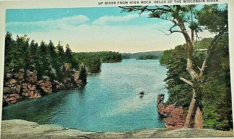 Vintage Postcard Up River from High Rock Dells of the Wisconsin River