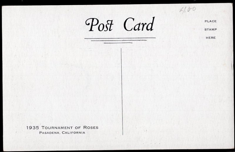 California PASADENA Santa Barbara 1935 Tournament of Roses - White Border