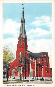 Galesburg Illinois~Corpus Christi Church~Very Tall Steeple~1920s Postcard