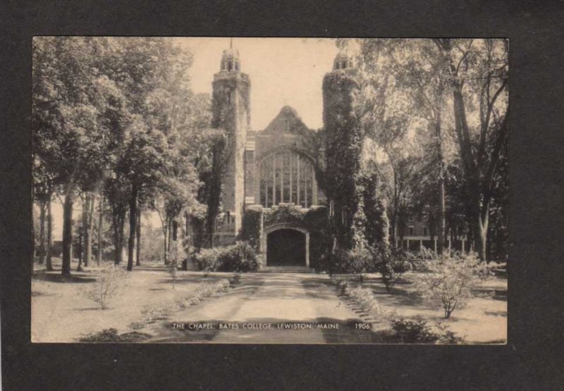 ME Chapel Bates College Lewiston Maine Black & White postcard Photolux