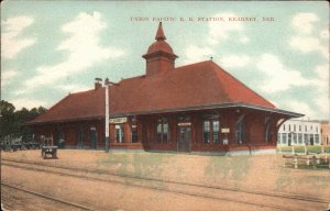 Kearney NE UP Union Pacific RR Train Station Depot c1910 Postcard