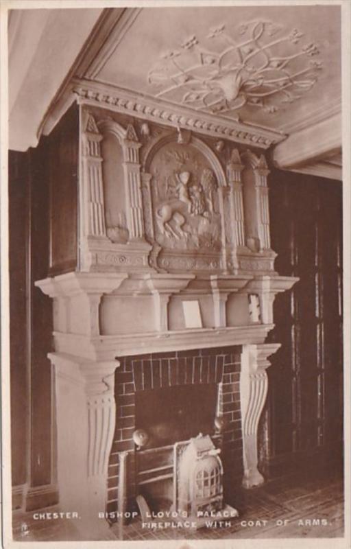 England Chester Bishop Lloyd's Palace Fireplace With Coat Of Arms Tucks