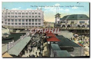 Old Postcard The Pike Looking East From Bath House Long Beach California