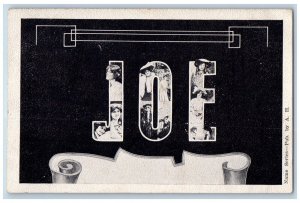 Boys Name Postcard Joe Large Letter Flowers Pretty Woman Charles City Iowa IA