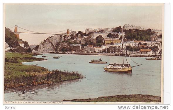 Sailboat/Boats, Clifton Suspension Bridge From Ashton Meadows, North Somerset...