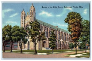 Toledo Ohio Postcard Queen Holy Rosary Cathedral Exterior Building c1940 Vintage