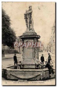 Chalon Sur Saone Old Postcard Neptune Fountain