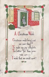 Christmas Girl Knocking On Door 1916