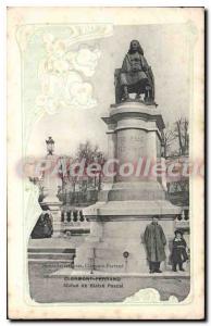 Old Postcard Clermont Ferrand statue of Blaise Pascal