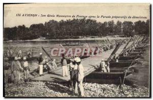 Old Postcard Army Avignon 7th Genie bypass maneuver after the parade preparat...