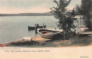 Boat Landing, Wononsco Lake, Lakeville, CT, Early Hand Colored Postcard, Unused