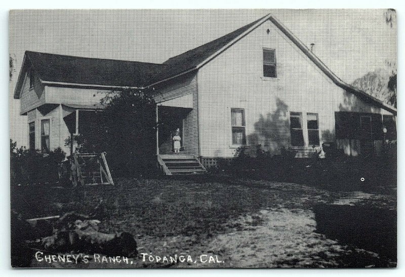 VTG Postcard CA California Topanga Canyon Cheneys Ranch Child Porch Farm A5