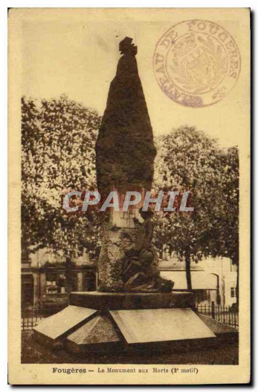 Old Postcard Fougeres The War memorial Militaria