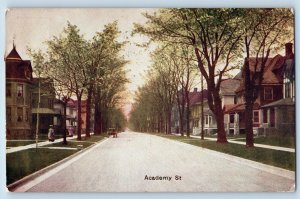 Kalamazoo Michigan MI Postcard Academy Street Road Trees Buildings 1909 Vintage