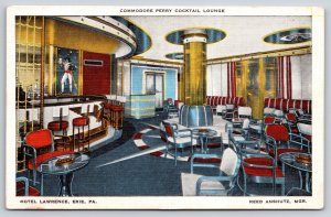 Interior~Erie PA~Commodore Perry Cocktail Lounge Hotel Lawrence~Vintage Linen PC
