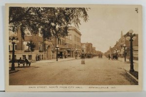 KENDALLVILLE INDIANA MAIN STREET NORTH CITY HALL 1920 POSTCARD Q15