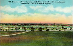 Vtg Replacement Center Barracks Fort Francis E Warren Cheyenne WY Postcard