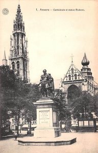 Cathedrale et statue Rubens Anvers Belgium Unused 