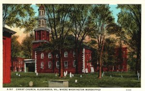 Vintage Postcard Christ Church Where Washington Worshipped Alexandria Virginia