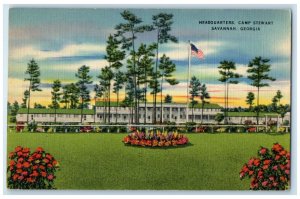 c1940 Exterior View Building Headquarters Camp Stewart Savannah Georgia Postcard