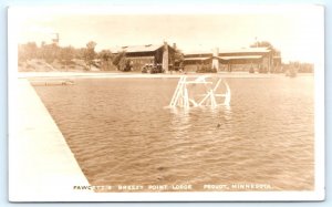 RPPC PEQUOT, Minnesota MN ~ Swimming FAWCETT'S BREEZY POINT LODGE 1946 Postcard