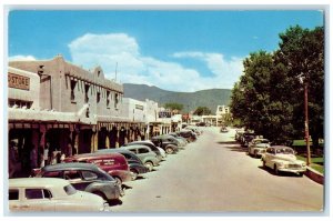 c1960 Street Plaza Kit Carson Art Colony Pueblo Taos New Mexico Vintage Postcard