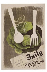 Eat Lettuce Cabbages Greens Daily For Health WW2 Military Poster Postcard