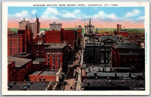 Louisville Kentucky 1940s Postcard Business Section From Brown Hotel