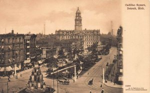 Cadillac Square, Detroit, Michigan, Very Early Postcard, Unused