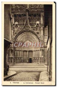 Troyes Old Postcard The Cathedral North Portal