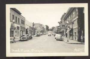 RPPC HOOD RIVER OREGON DOWNTOWN STREET SCENE OLD CARS REAL PHOTO POSTCARD