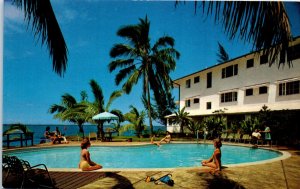 1950s Poolside at the Naniloa Hotel Hilo HI Postcard