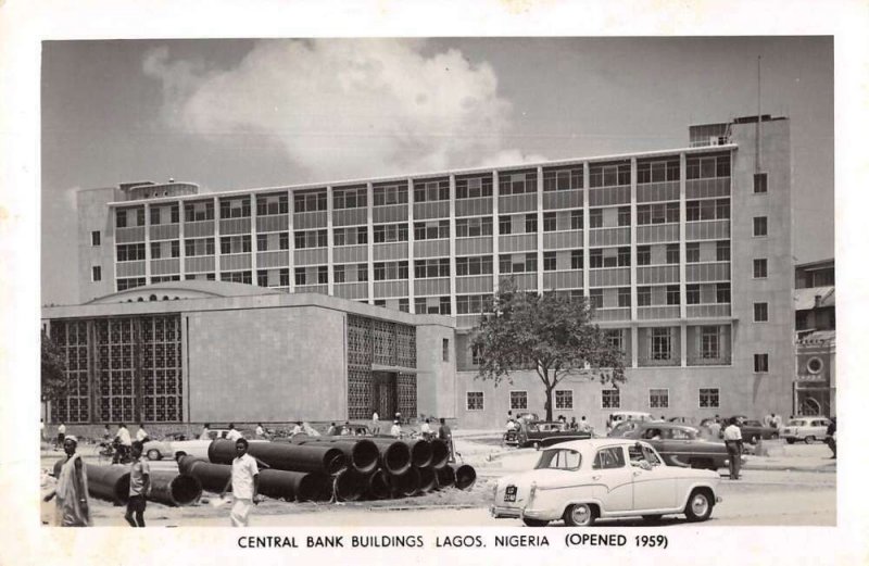 Lagos Nigeria Africa Central Bank Buildings Real Photo Vintage Postcard AA44133