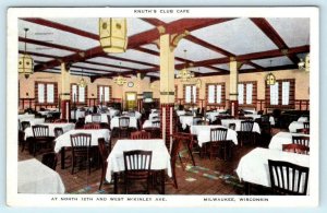 MILWAUKEE, Wisconsin WI ~ Roadside KNUTH'S CLUB CAFE Interior 1941  Postcard