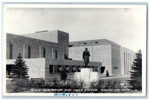 c1910's Civic Auditorium And Mayo Statue Rochester MN RPPC Photo Postcard