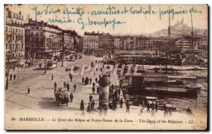 Marseille Old Postcard The wharf Belgian and Our Lady of the station