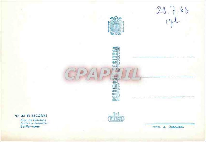 Modern Postcard El Escorial Battles room